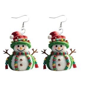 Festive Snowman Holiday Dangle Earrings